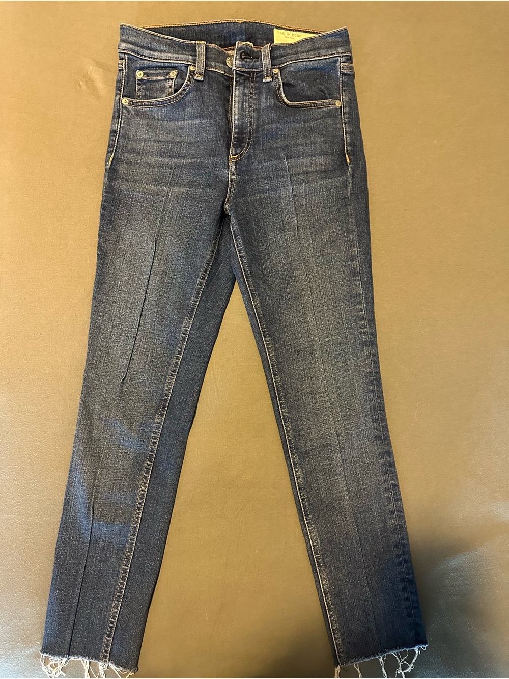 rag & bone Dark Blue Cropped Straight Jeans
